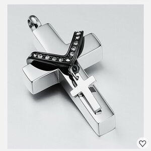 Norya Double Cross Cremation Ash Urn Necklace